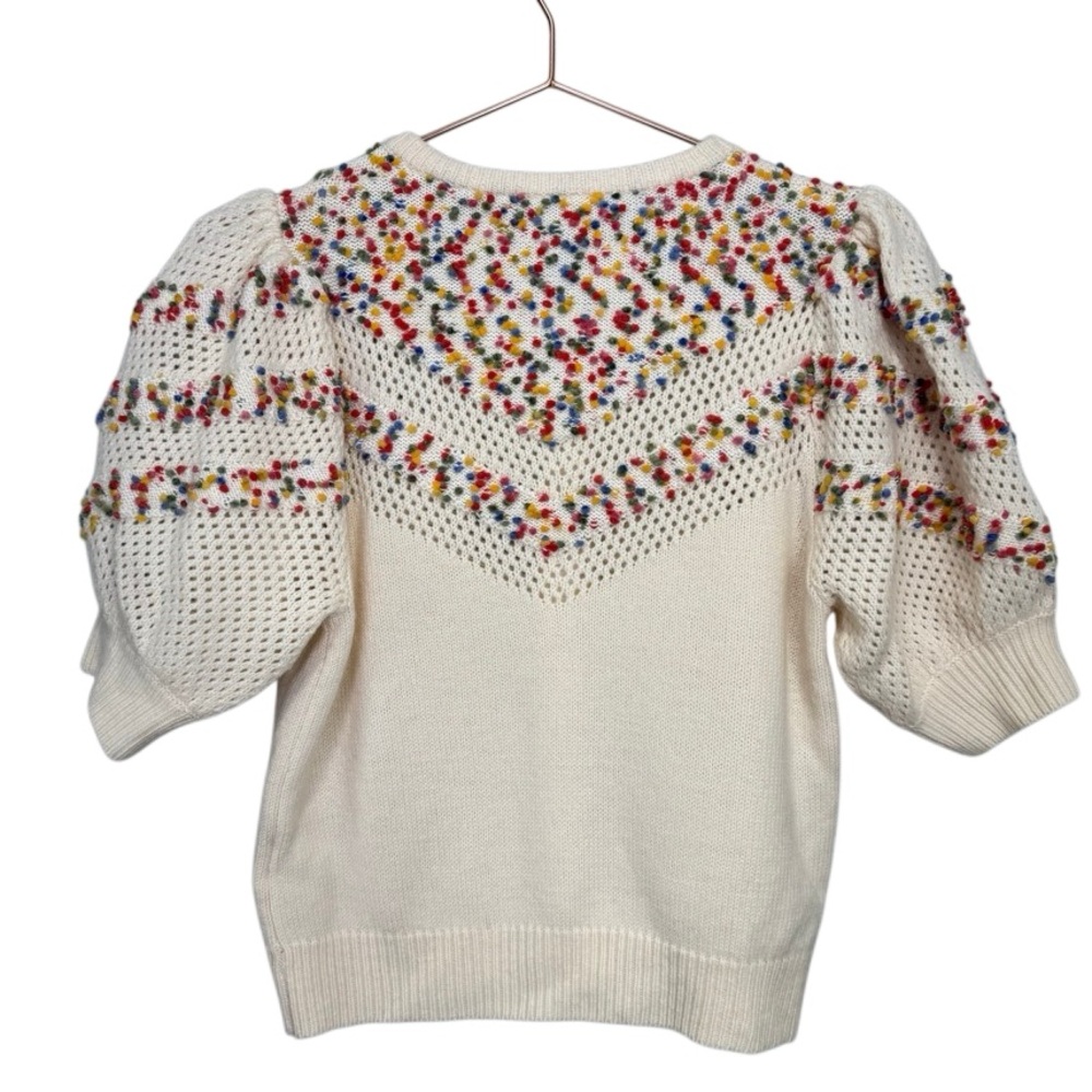 Sezane Cream Cardigan with Multicolor Confetti Detail - Picture 7 of 12